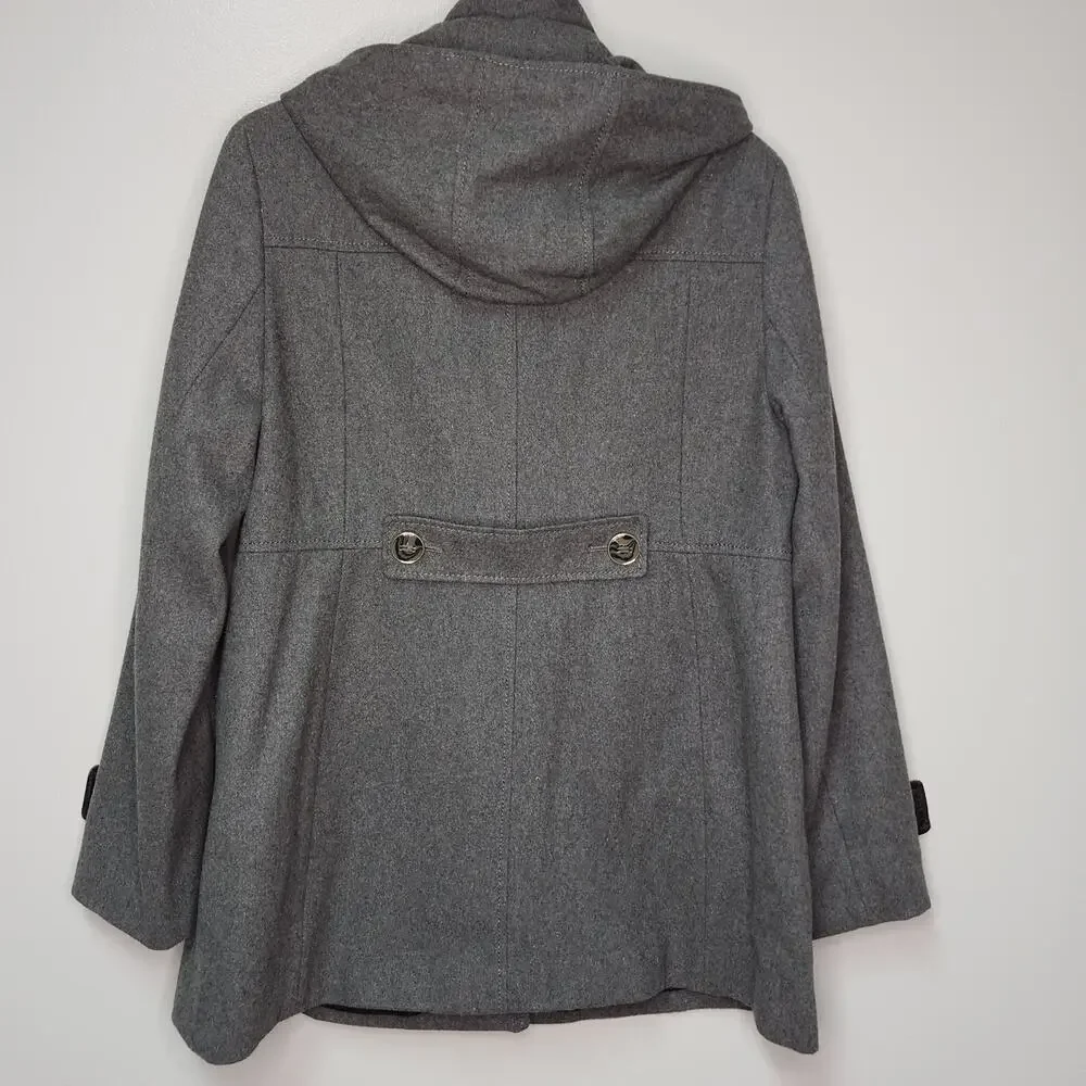 Womens Kenneth Cole Reaction Wool Coat size 14 Removable Hood